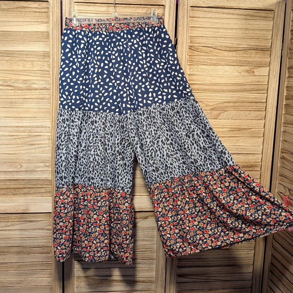 Umgee Wide-Leg Pants Colorful Patterned Size Small - image 1